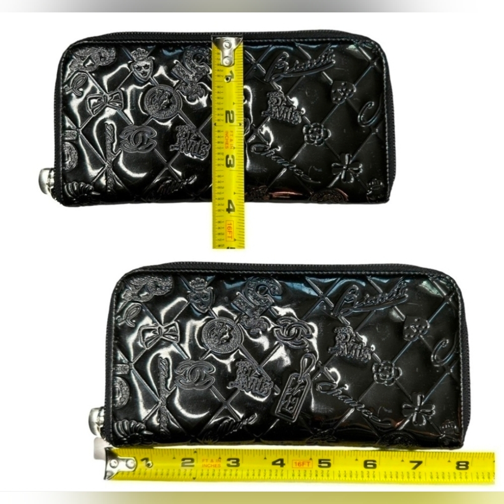 CHANEL Precious Symbols Black Patent Quilted Leather Zippy Wallet - Picture 5 of 13